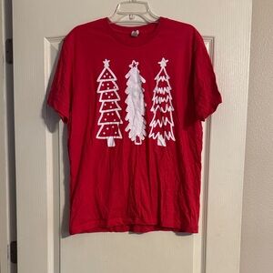 Alternative Red Short Sleeve Tee with White Tree Design